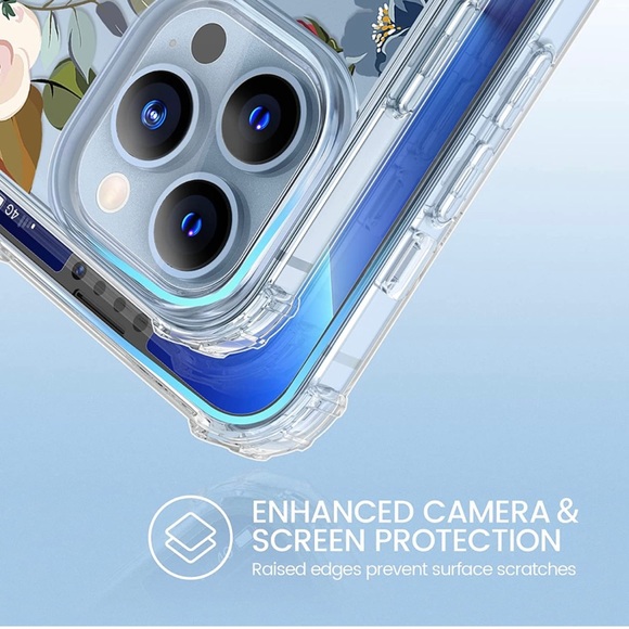 iPhone 13 Pro Max Case Screen Protector Clear Floral Soft Protective Cover Rose - Picture 6 of 7